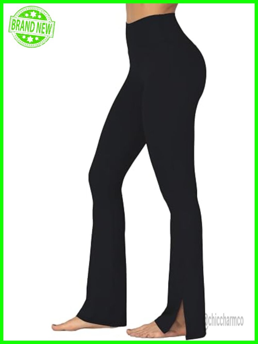 High Waisted Split Hem Flare Leggings with Tummy Control Yoga Pants